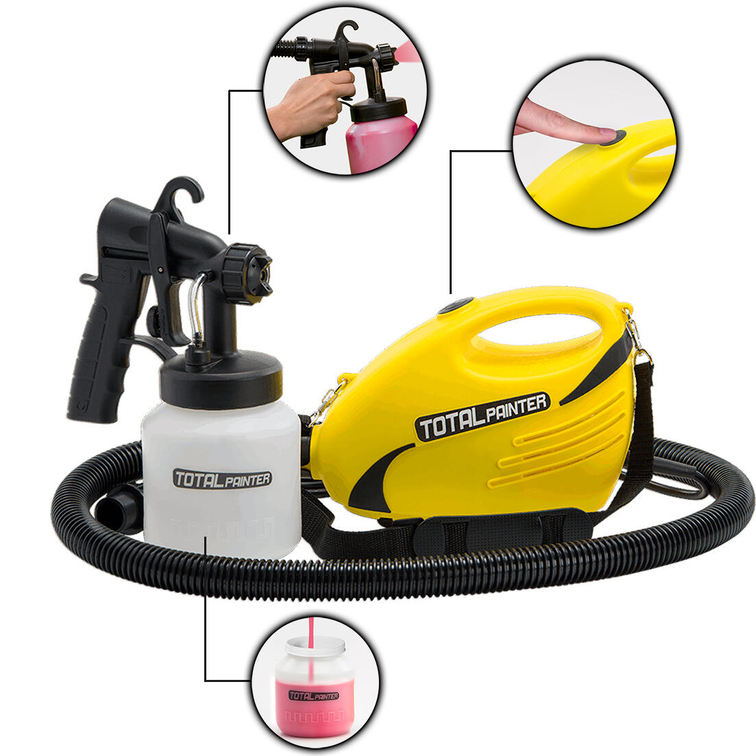 Pistola eléctrica pulverizadora de pintura con acabado profesional